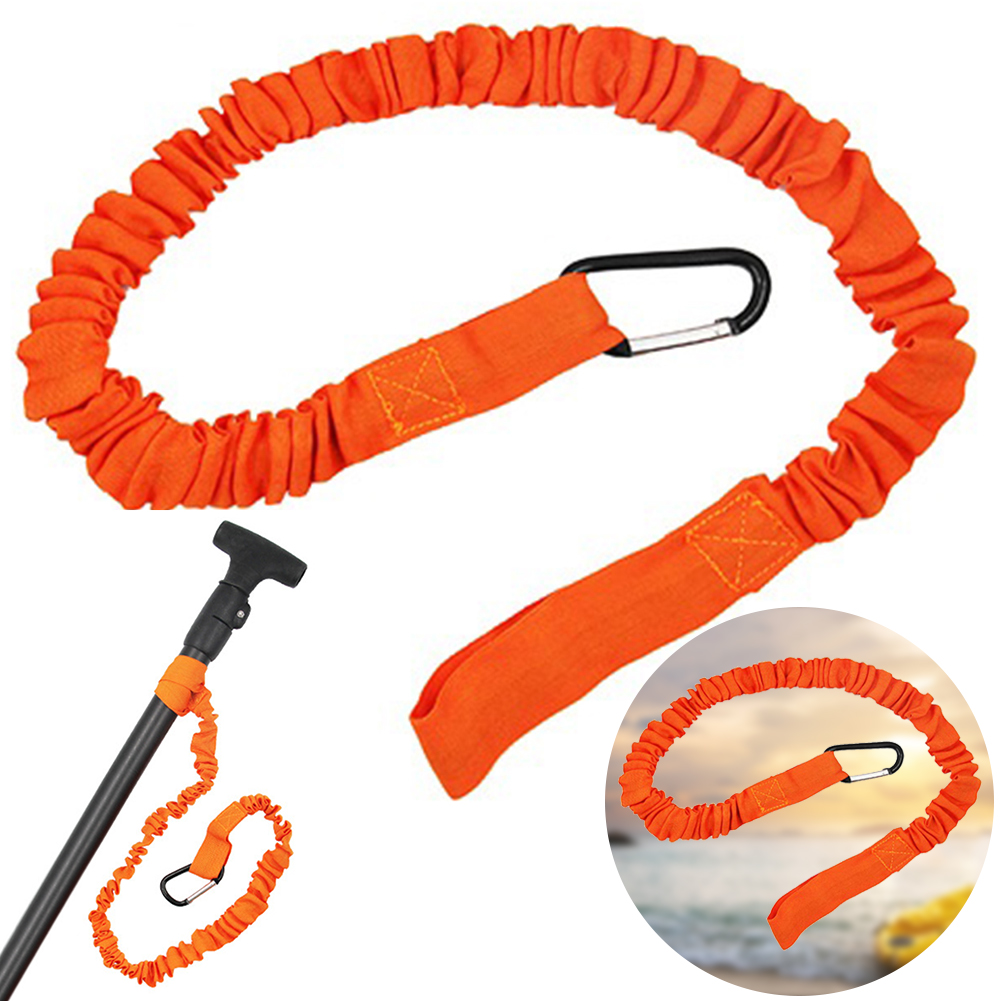 Fishing Kayak Paddle Leash - สายรัดไม้พายเรือคายัคแบบยืดหยุ่นพร้อมตะขอเกี่ยวเพื่อความปลอดภัย เชือกผูกสำหรับคันเบ็ดตกปลา อุปกรณ์เสริมสำหรับไม้พายเรือคายัค