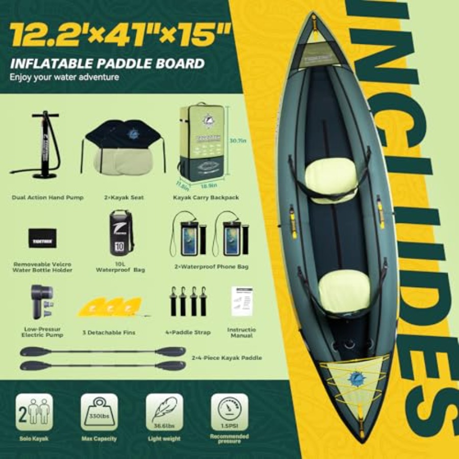 เรือคายัคเป่าลมสำหรับการท่องเท - Fishing Kayak Seat บทวิจารณ์และราคา