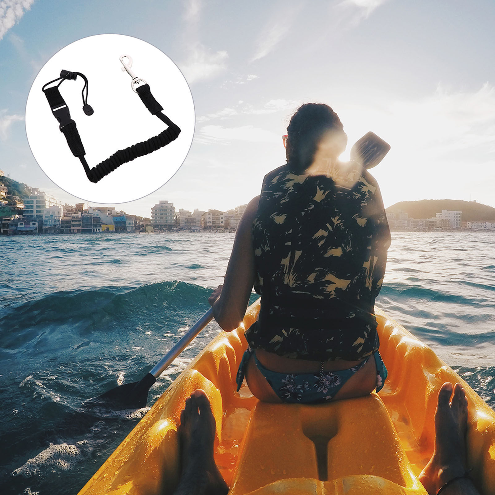 สายรัดไม้พายเรือคายัคแบบยืดหยุ - Fishing Kayak Paddle Leash บทวิจารณ์และราคา